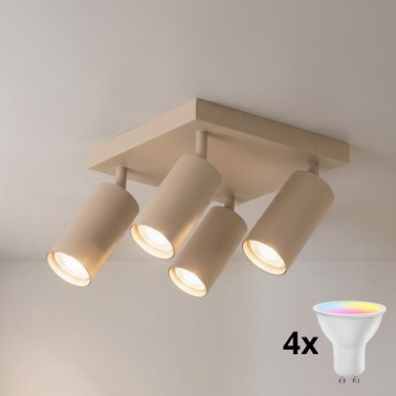 Brilagi - LED RGBW Stmievateľné bodové svietidlo SELE SQUARE 4xGU10/6,5W/230V 2700-6500K béžová