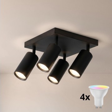 Brilagi - LED RGBW Stmievateľné bodové svietidlo SELE SQUARE 4xGU10/6,5W/230V 2700-6500K čierna