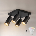 Brilagi - LED RGBW stmievateľné bodové svietidlo SELE SQUARE 4xGU10/6,5W/230V 2700-6500K čierna/zlatá