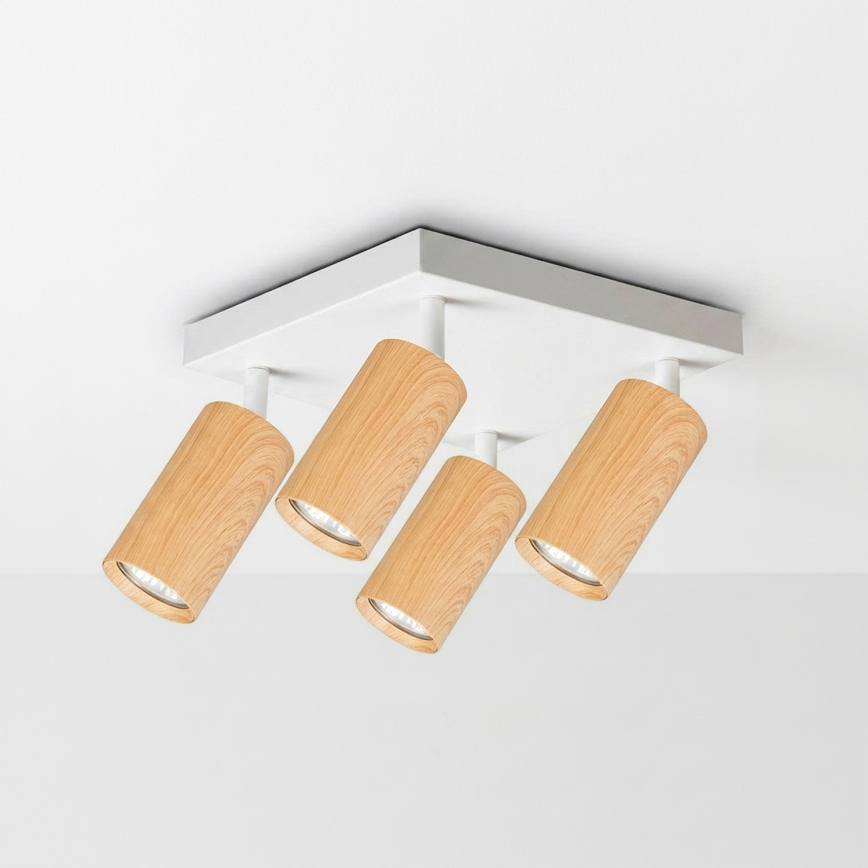 Brilagi - LED RGBW stmievateľné bodové svietidlo SELE SQUARE 4xGU10/6,5W/230V 2700-6500K biela/dubový dekor