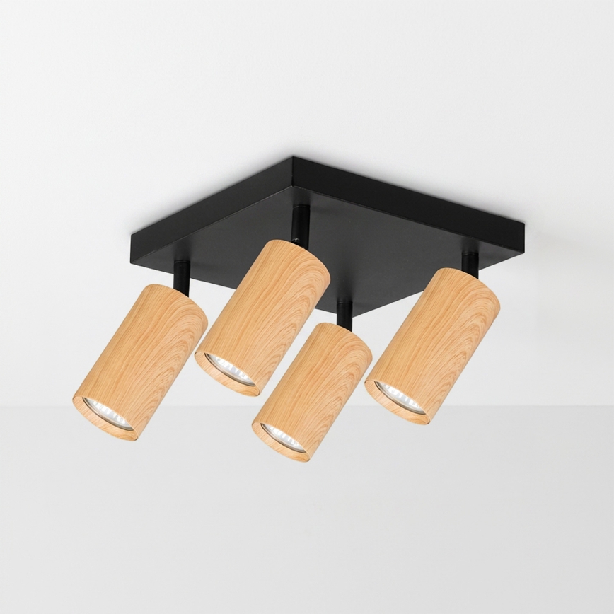 Brilagi - LED RGBW stmievateľné bodové svietidlo SELE SQUARE 4xGU10/6,5W/230V 2700-6500K čierna/dubový dekor