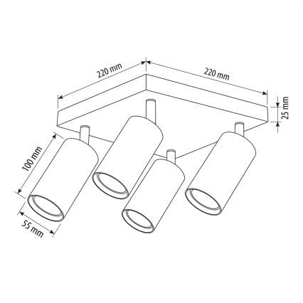 Brilagi - LED RGBW stmievateľné bodové svietidlo SELE SQUARE 4xGU10/6,5W/230V 2700-6500K čierna/dubový dekor
