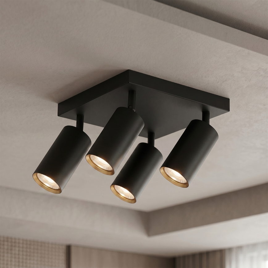 Brilagi - LED RGBW stmievateľné bodové svietidlo SELE SQUARE 4xGU10/6,5W/230V 2700-6500K čierna/zlatá