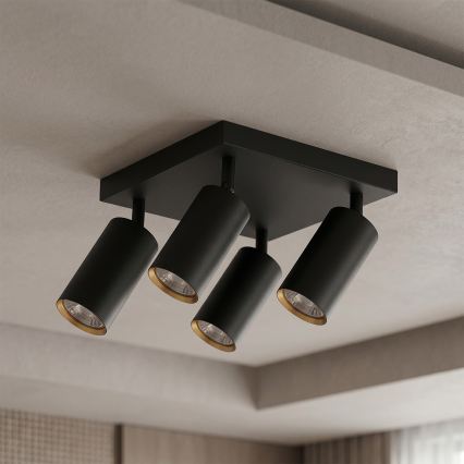 Brilagi - LED RGBW stmievateľné bodové svietidlo SELE SQUARE 4xGU10/6,5W/230V 2700-6500K čierna/zlatá
