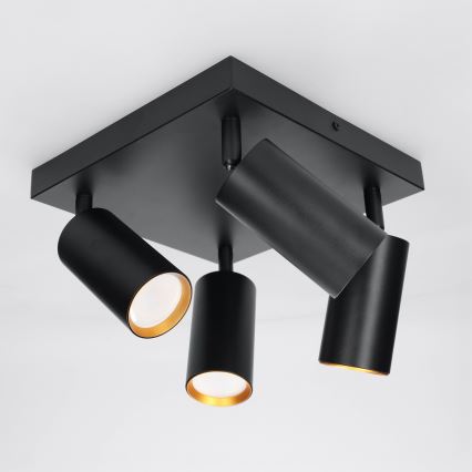 Brilagi - LED RGBW stmievateľné bodové svietidlo SELE SQUARE 4xGU10/6,5W/230V 2700-6500K čierna/zlatá