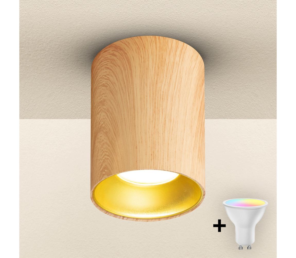 Brilagi - LED RGBW Stmievateľné bodové svietidlo TRINE 1xGU10/4,8W/230V dubový dekor BG2125+AI2382