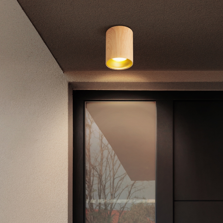 Brilagi - LED RGBW stmievateľné bodové svietidlo TRINE 1xGU10/4,8W/230V 3000K dekor dubu + diaľkové ovládanie