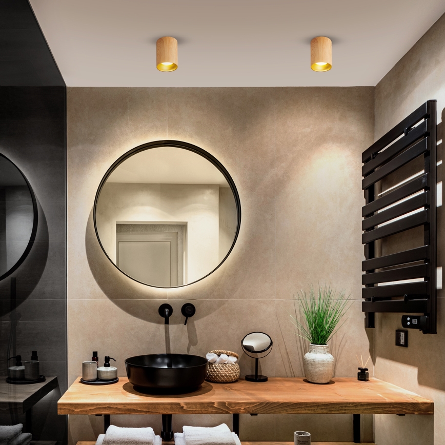 Brilagi - LED RGBW stmievateľné bodové svietidlo TRINE 1xGU10/6W/230V 3000K dekor dubu + diaľkové ovládanie