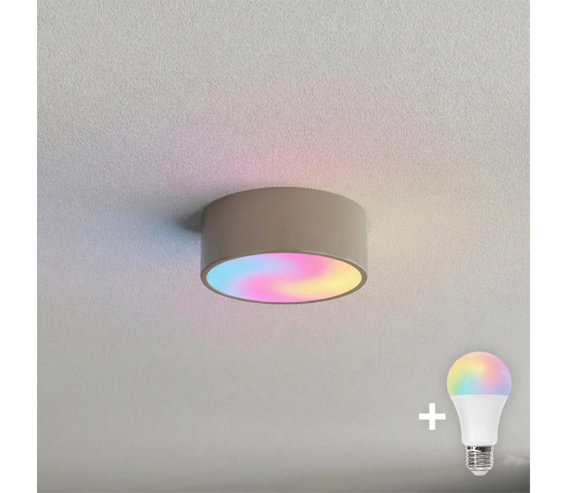 Brilagi-LED RGBW stmievateľné kúpeľňové stropné svietidlo CLARE 1xE27/9W/230V IP54 Wi-Fi béžové BG1594+AI0819