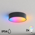 BRILAGI - LED RGBW stmievateľné kúpeľňové stropné svietidlo CLARE 2xE27/12W/230V pr. 30 cm antracit IP54