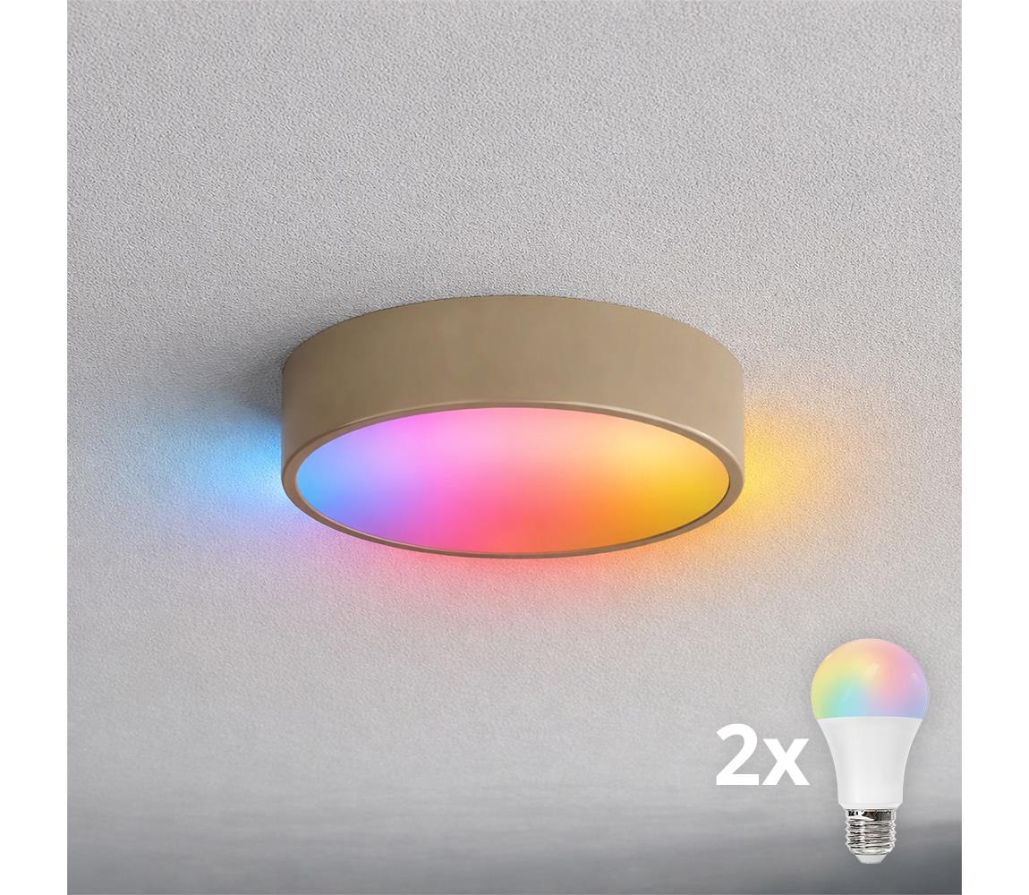 Brilagi-LED RGBW stmievateľné kúpeľňové stropné svietidlo CLARE 2xE27/9W/230V IP54 Wi-Fi béžové BG1590+2xAI0819