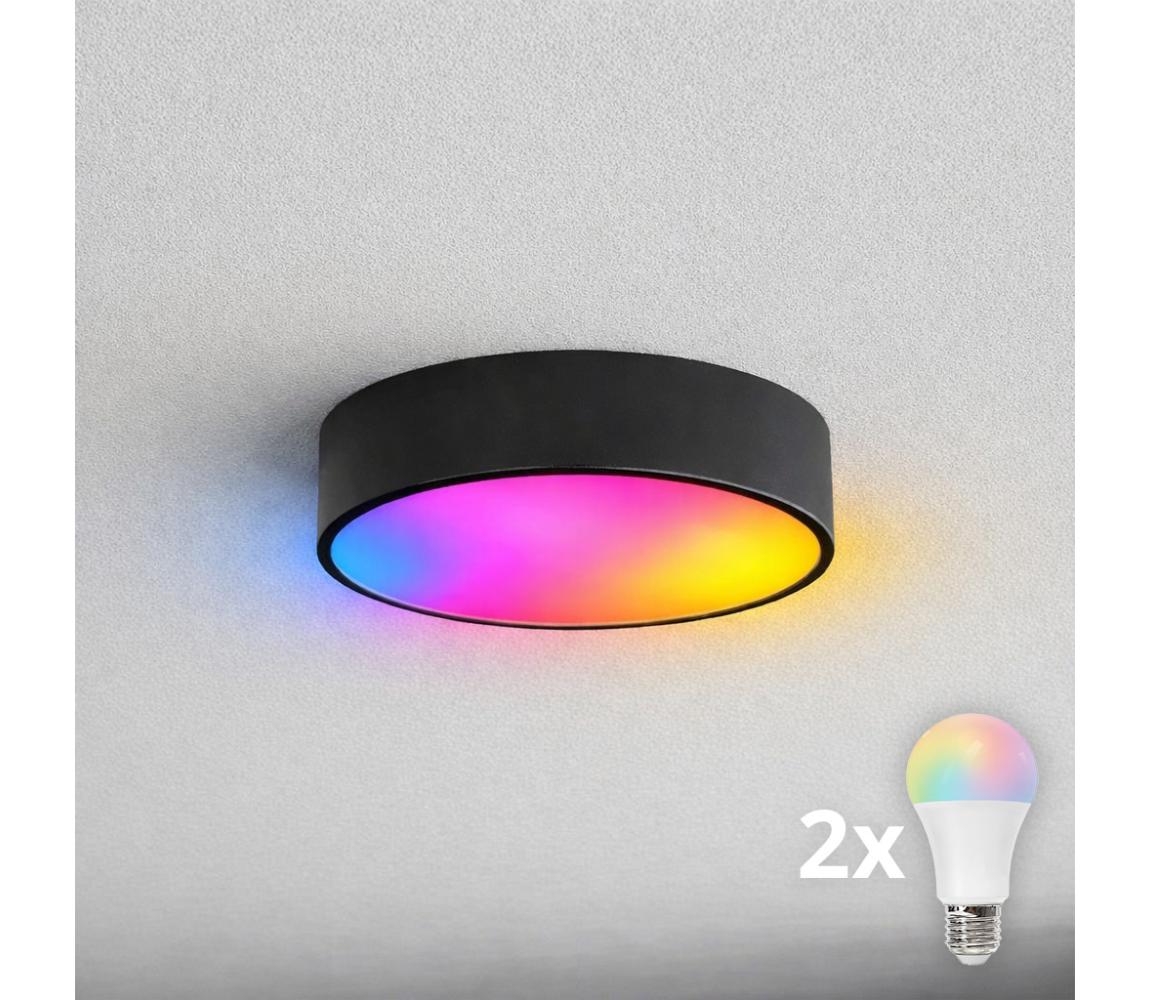 Brilagi - LED RGBW stmievateľné kúpeľňové stropné svietidlo CLARE 2xE27/9W/230V IP54 Wi-Fi čierne BG0578+2xAI0819
