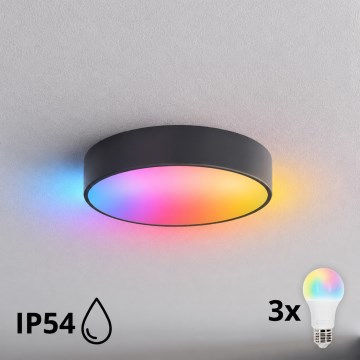 BRILAGI - LED RGBW Stmievateľné kúpeľňové stropné svietidlo CLARE 3xE27/12W/230V pr. 40 cm antracit IP54