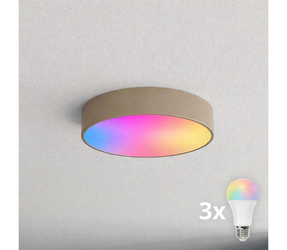 Brilagi-LED RGBW stmievateľné kúpeľňové stropné svietidlo CLARE 3×E27/9W/230V IP54 Wi-Fi béžové BG1597+3xAI0819