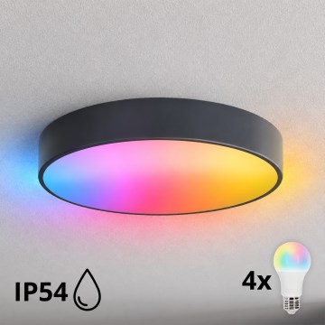 BRILAGI - LED RGBW Stmievateľné kúpeľňové stropné svietidlo CLARE 4xE27/12W/230V pr. 50 cm antracit IP54