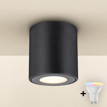 Brilagi - LED RGBW stmievateľné kúpeľňové svietidlo MIA 1xGU10/4,8W/230V 3000K 84x80 mm čierna IP54 + diaľkové ovládanie