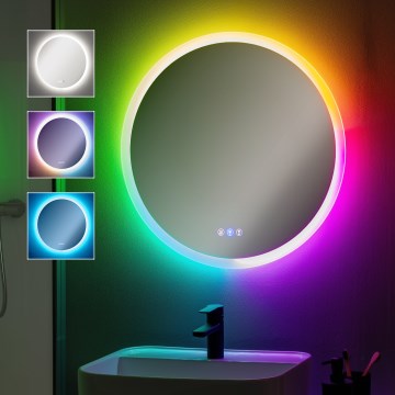 Brilagi - LED RGBW Stmievateľné kúpeľňové vyhrievané zrkadlo s podsvietením CLARA PRO LED/18,5W/230V pr. 60 cm 3000/4000/6500K IP44 CRI 90