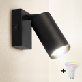 Brilagi - LED RGBW stmievateľné nástenné bodové svietidlo s vypínačom SELE 1xGU10/4,8W/230V 3000K čierne + diaľkové ovládanie