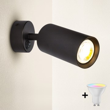 Brilagi - LED RGBW Stmievateľné nástenné bodové svietidlo SELE 1xGU10/4,8W/230V 3000K čierna + diaľkové ovládanie