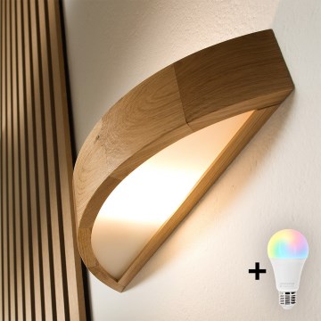 Brilagi - LED RGBW stmievateľné nástenné svietidlo CARVALHO 1xE27/9W/230V 2700-6500K Wi-Fi dub