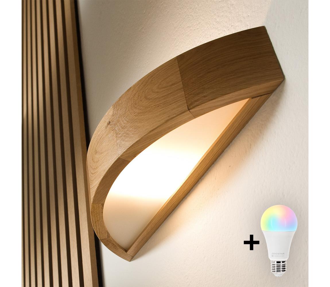 Brilagi - LED RGBW stmievateľné nástenné svietidlo CARVALHO 1xE27/9W/230V Wi-Fi dub BG0735+AI0819