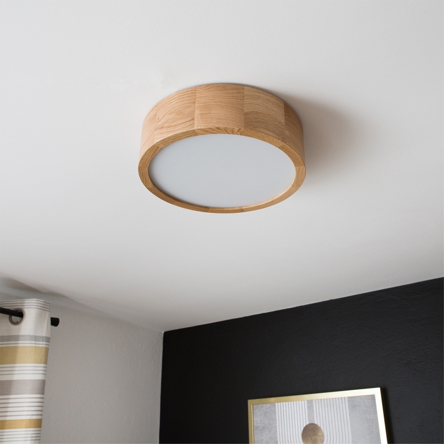 BRILAGI - LED RGBW Stmievateľné stropné svietidlo CARVALHO 1xE27/12W/230V 2700-6500K dub pr. 27,5 cm