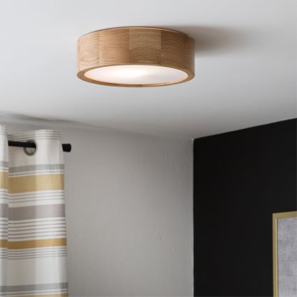 BRILAGI - LED RGBW Stmievateľné stropné svietidlo CARVALHO 1xE27/12W/230V 2700-6500K dub pr. 27,5 cm