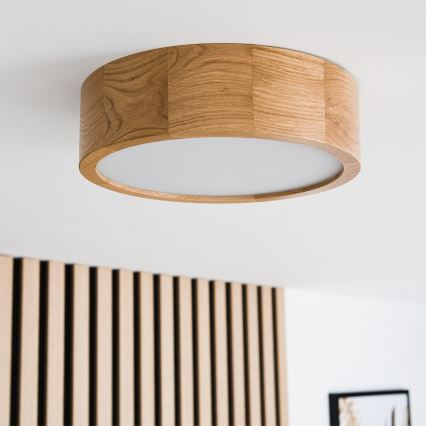Brilagi - LED RGBW Stmievateľné stropné svietidlo CARVALHO 1xE27/9W/230V 2700-6500K Wi-Fi dub pr. 27,5 cm