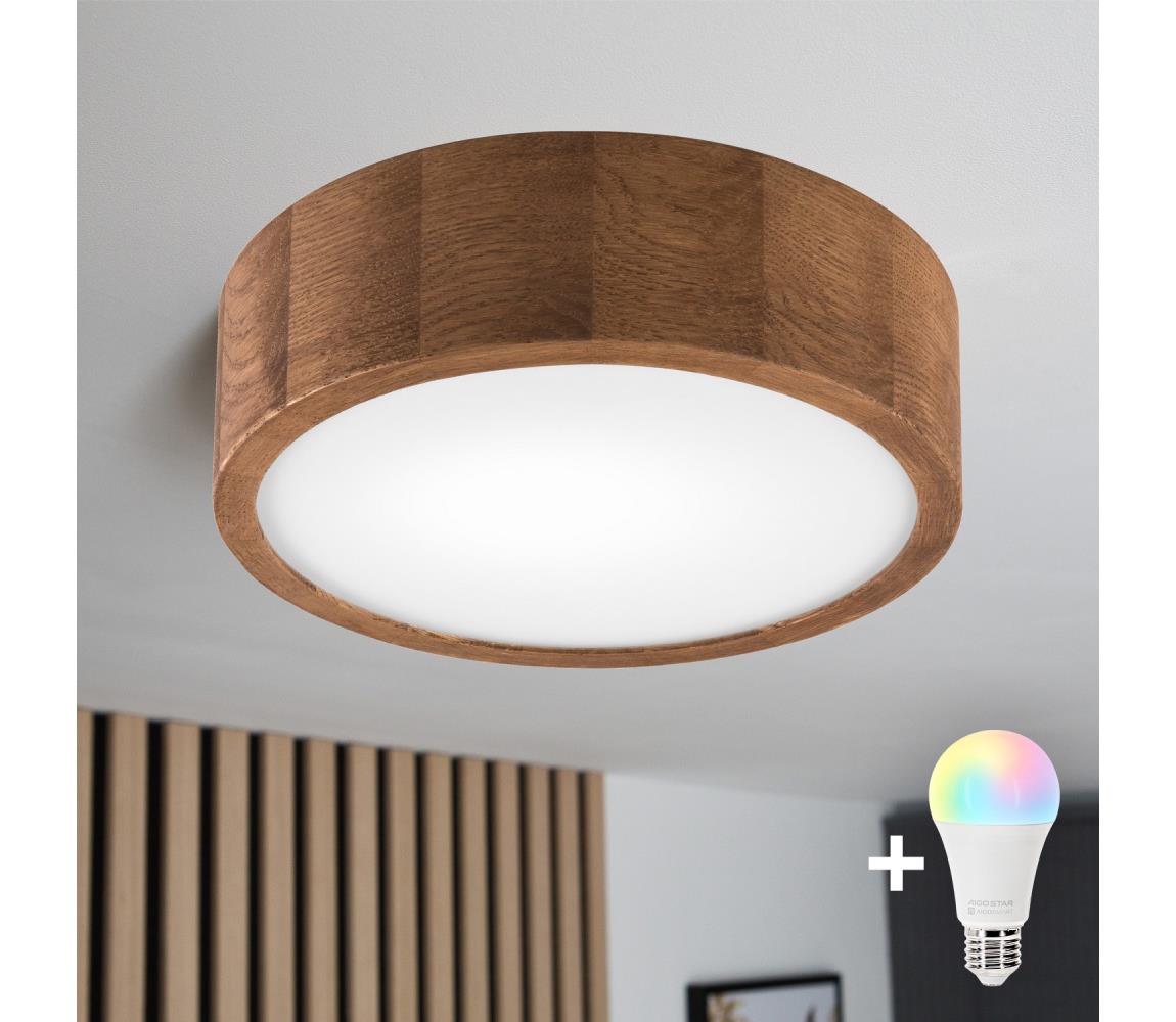Brilagi - LED RGBW stmievateľné stropné svietidlo CARVALHO 1xE27/9W/230V Wi-Fi dub, priemer 27,5 cm BG0845+AI0819