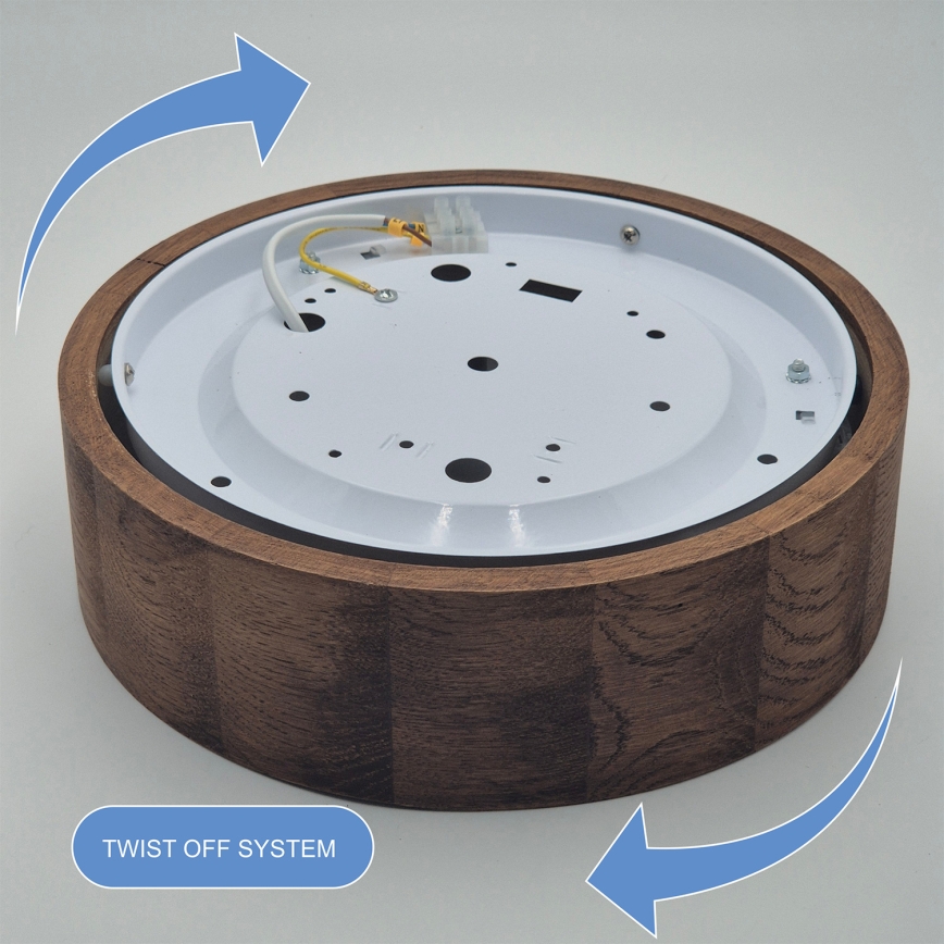 Brilagi - LED RGBW Stmievateľné stropné svietidlo CARVALHO 1xE27/9W/230V 2700-6500K Wi-Fi dub pr. 27,5 cm