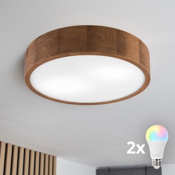 BRILAGI - LED RGBW stmievateľné stropné svietidlo CARVALHO 2xE27/12W/230V 2700-6500K dub pr. 37,5 cm