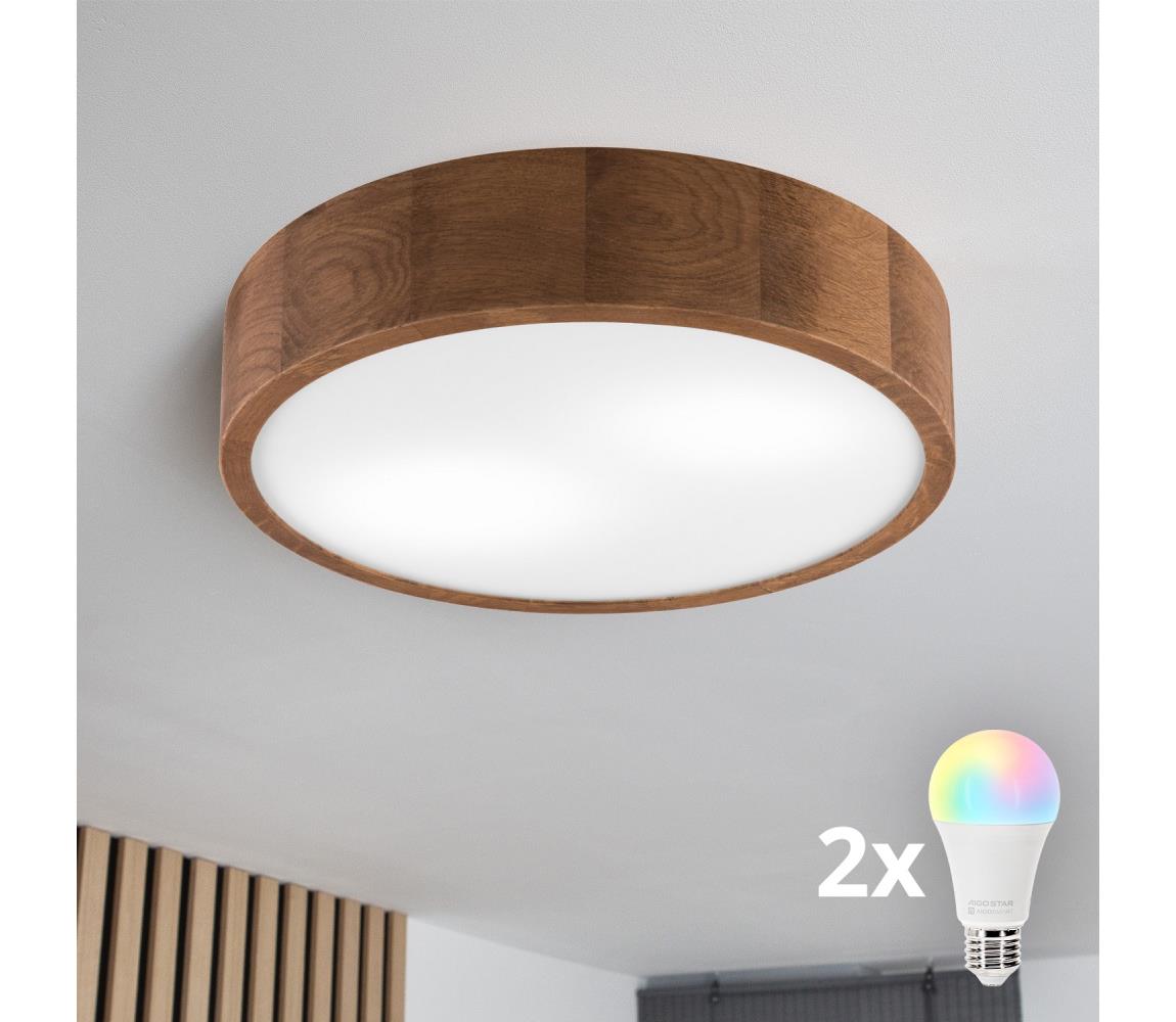 Brilagi - LED RGBW stmievateľné stropné svietidlo CARVALHO 2xE27/9W/230V Wi-Fi dub pr. 37,5 BG0846+2xAI0819