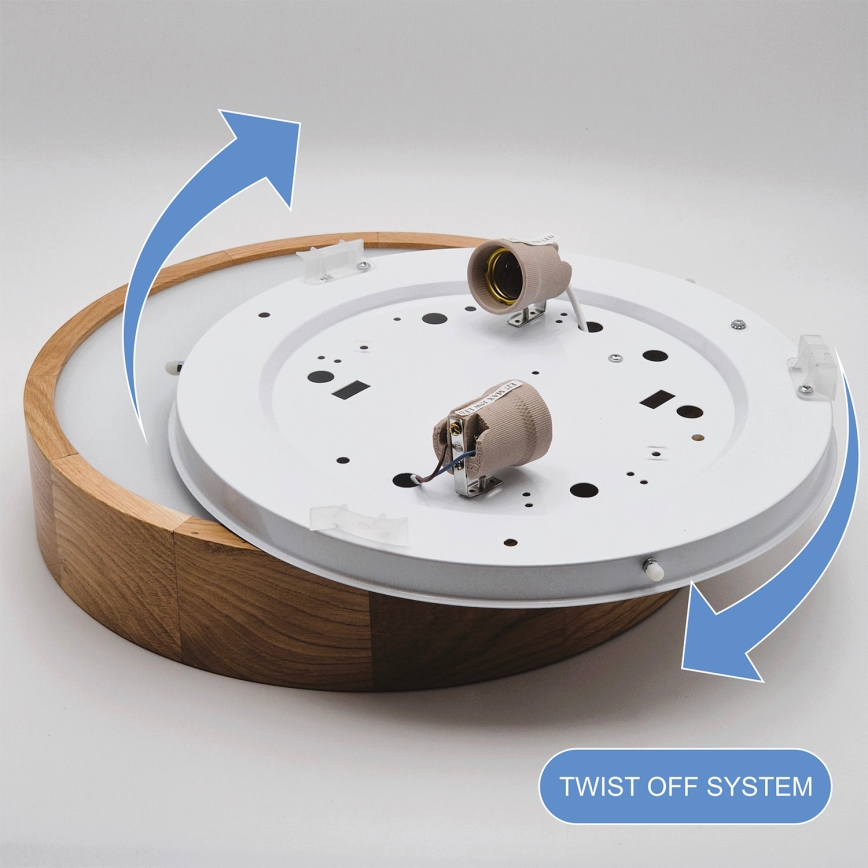 Brilagi - LED RGBW Stmievateľné stropné svietidlo CARVALHO 2xE27/15W/230V 2700-6500K Wi-Fi dub pr. 37,5 cm