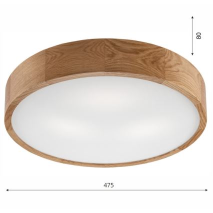 Brilagi - LED RGBW Stmievateľné stropné svietidlo CARVALHO 3xE27/15W/230V 2700-6500K Wi-Fi dub pr. 47,5 cm