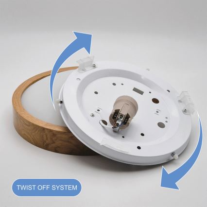 Brilagi - LED RGBW stmievateľné stropné svietidlo CARVALHO SLIM 1×E27/15 W/230 V 2700–6500 K Wi‑Fi dub, priemer 27 cm