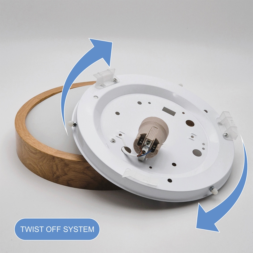 Brilagi - LED RGBW stmievateľné stropné svietidlo CARVALHO SLIM 1×E27/15 W/230 V 2700–6500 K Wi‑Fi dub, priemer 27 cm