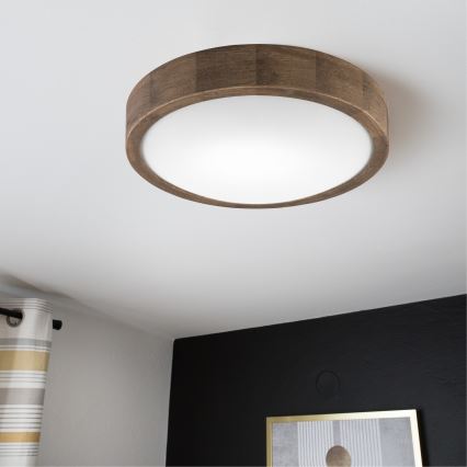 BRILAGI - LED RGBW stmievateľné stropné svietidlo CARVALHO SLIM 1xE27/12W/230V 2700-6500K dub pr. 27 cm