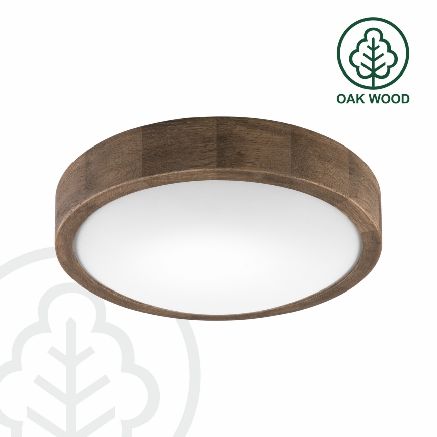 BRILAGI - LED RGBW stmievateľné stropné svietidlo CARVALHO SLIM 1xE27/12W/230V 2700-6500K dub pr. 27 cm