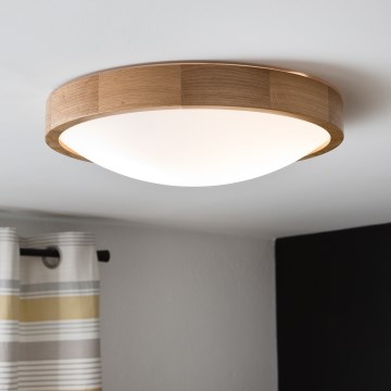 Brilagi - LED RGBW stmievateľné stropné svietidlo CARVALHO SLIM 2xE27/15W/230V 2700-6500K Wi-Fi dub priemer 37 cm