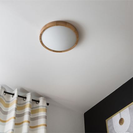 Brilagi - LED RGBW stmievateľné stropné svietidlo CARVALHO SLIM 2xE27/15W/230V 2700-6500K Wi-Fi dub priemer 37 cm