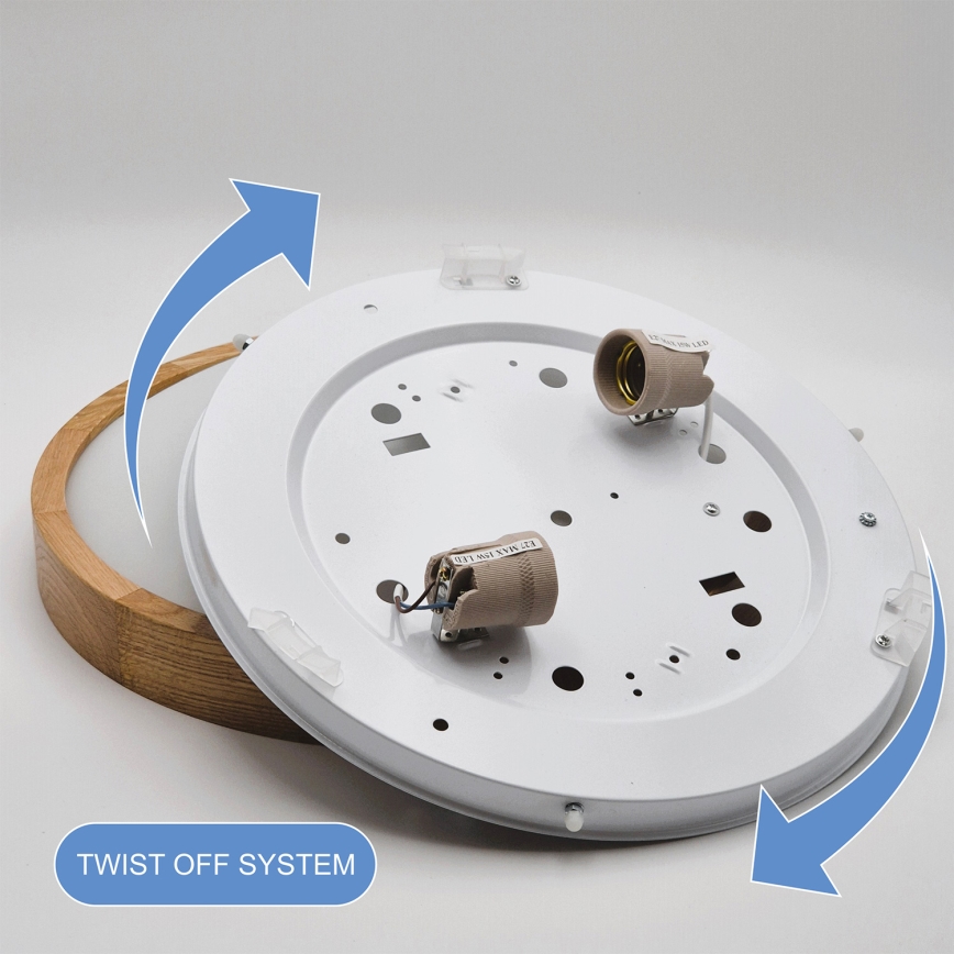 Brilagi - LED RGBW stmievateľné stropné svietidlo CARVALHO SLIM 2xE27/15W/230V 2700-6500K Wi-Fi dub priemer 37 cm