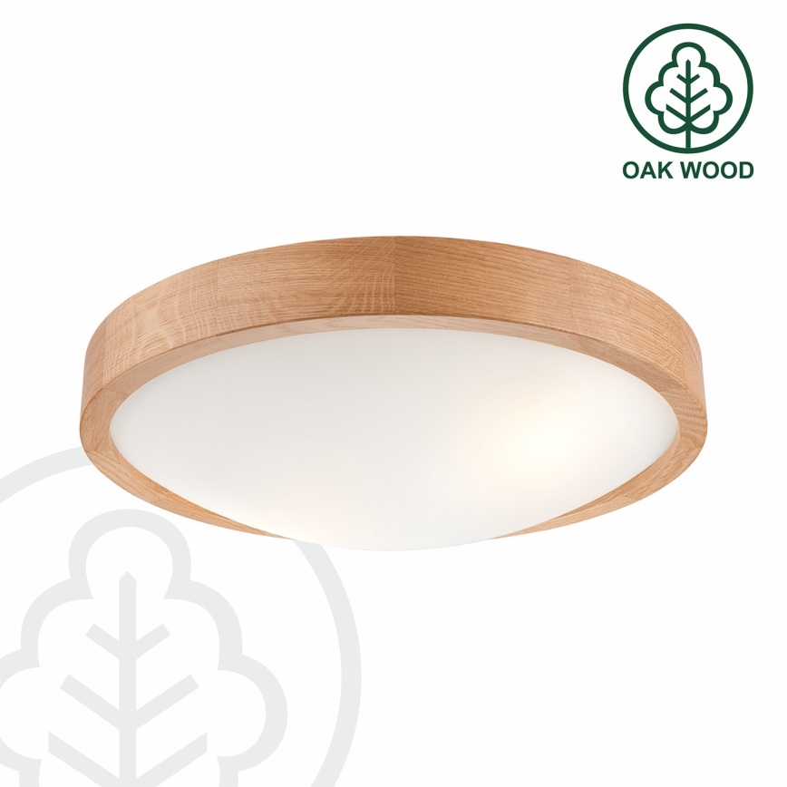 Brilagi - LED RGBW stmievateľné stropné svietidlo CARVALHO SLIM 2xE27/9W/230V 2700-6500K Wi-Fi dub priemer 37 cm