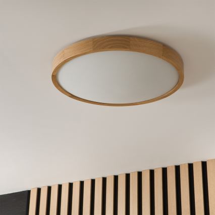 BRILAGI - LED RGBW stmievateľné stropné svietidlo CARVALHO SLIM 3xE27/12W/230V 2700-6500K dub priemer 47 cm