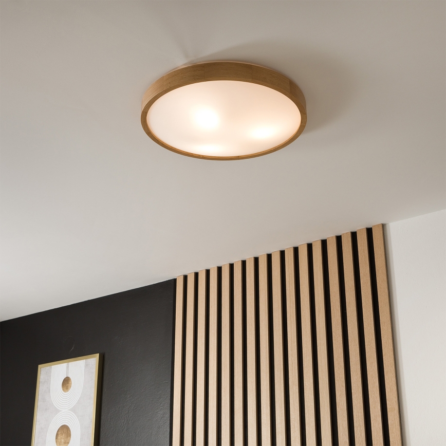 Brilagi - LED RGBW stmievateľné stropné svietidlo CARVALHO SLIM 3xE27/9W/230V 2700-6500K Wi-Fi dub priemer 47 cm