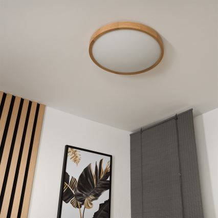Brilagi - LED RGBW stmievateľné stropné svietidlo CARVALHO SLIM 3xE27/9W/230V 2700-6500K Wi-Fi dub priemer 47 cm