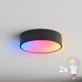 BRILAGI - LED RGBW stmievateľné stropné svietidlo CLARE 2×E27/12W/230V 2700–6500 K priemer 30 cm čierne