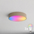 BRILAGI - LED RGBW stmievateľné stropné svietidlo CLARE 3xE27/12W/230V 2700-6500K priemer 40 cm béžová
