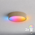 BRILAGI - LED RGBW Stmievateľné stropné svietidlo do kúpeľne CLARE 2xE27/12W/230V 2700-6500K priemer 30 cm IP54 béžová