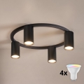 Brilagi - LED RGBW stmievateľné stropné svietidlo SELE 4xGU10/6,5W/230V 2700-6500K čierna