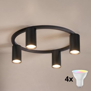Brilagi - LED RGBW stmievateľné stropné svietidlo SELE 4xGU10/6,5W/230V 2700-6500K čierna